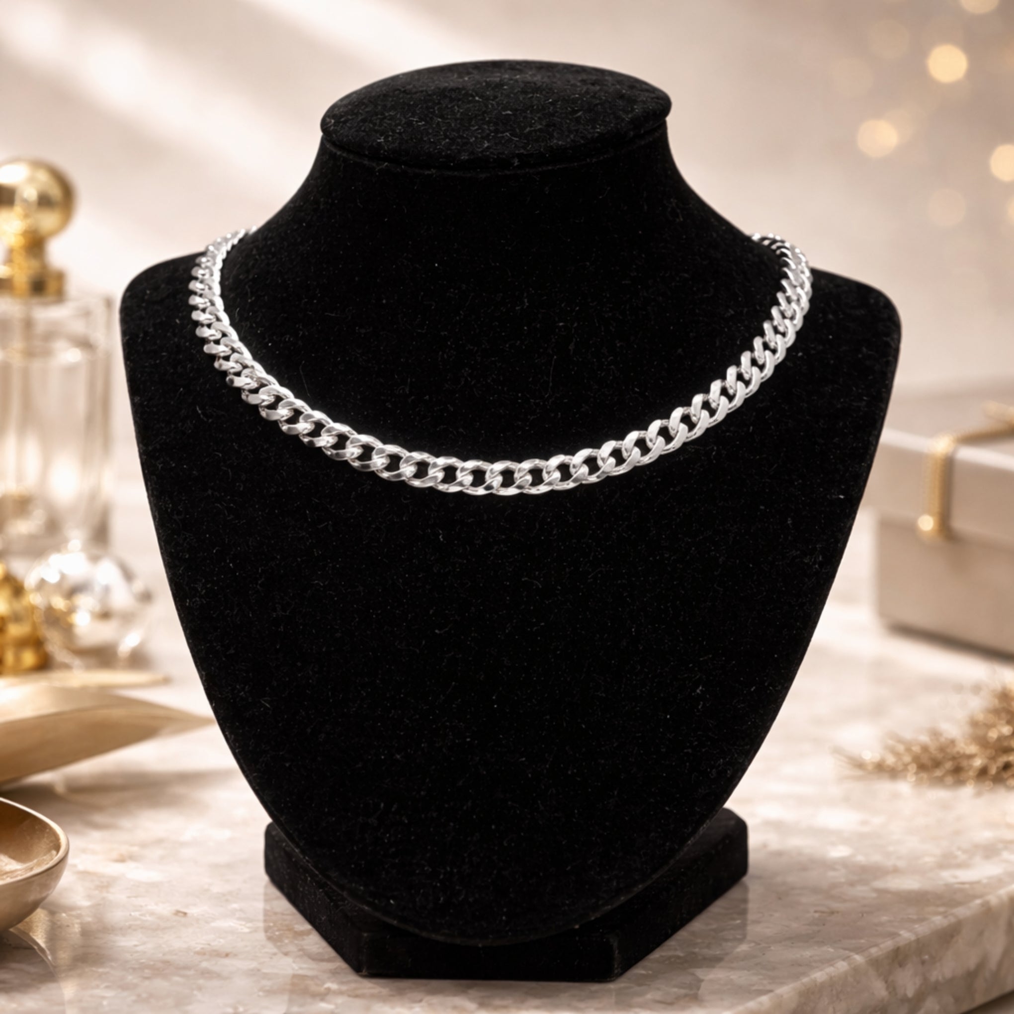 Premium Silver Cuban Link Chain Necklace