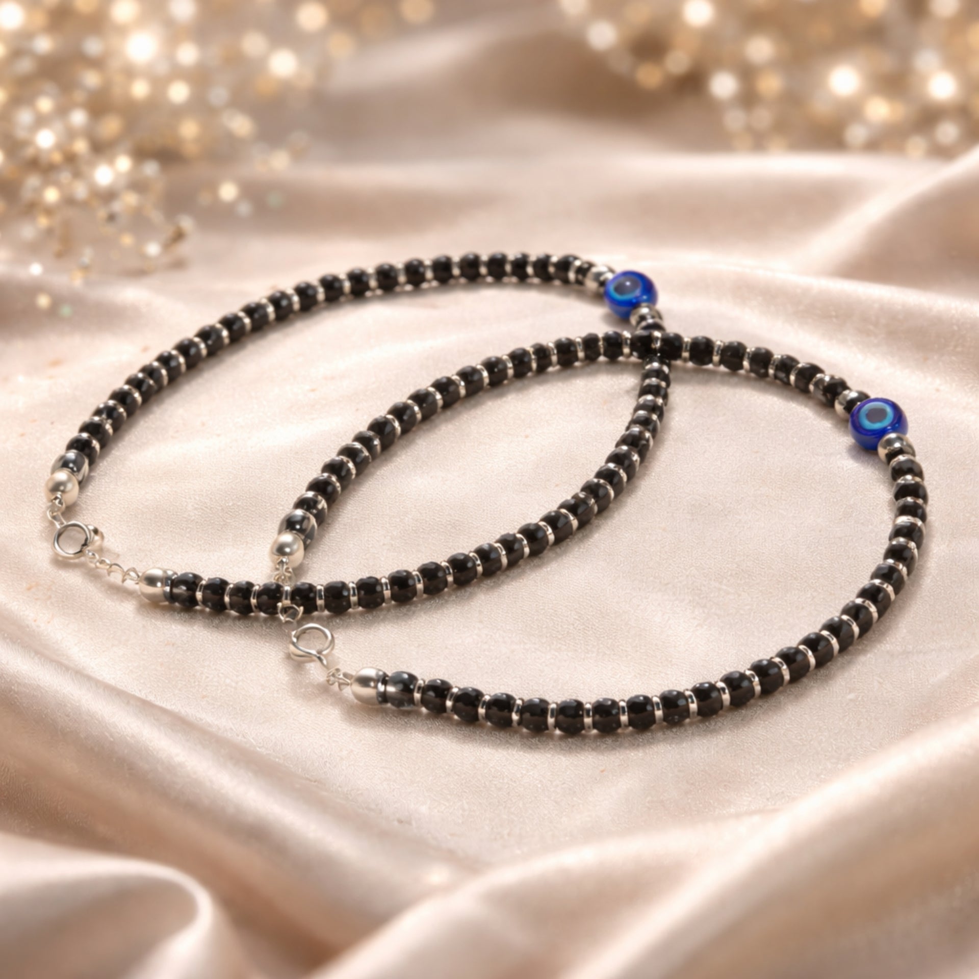 Black Nazar Anklet Set with Evil Eye Bead