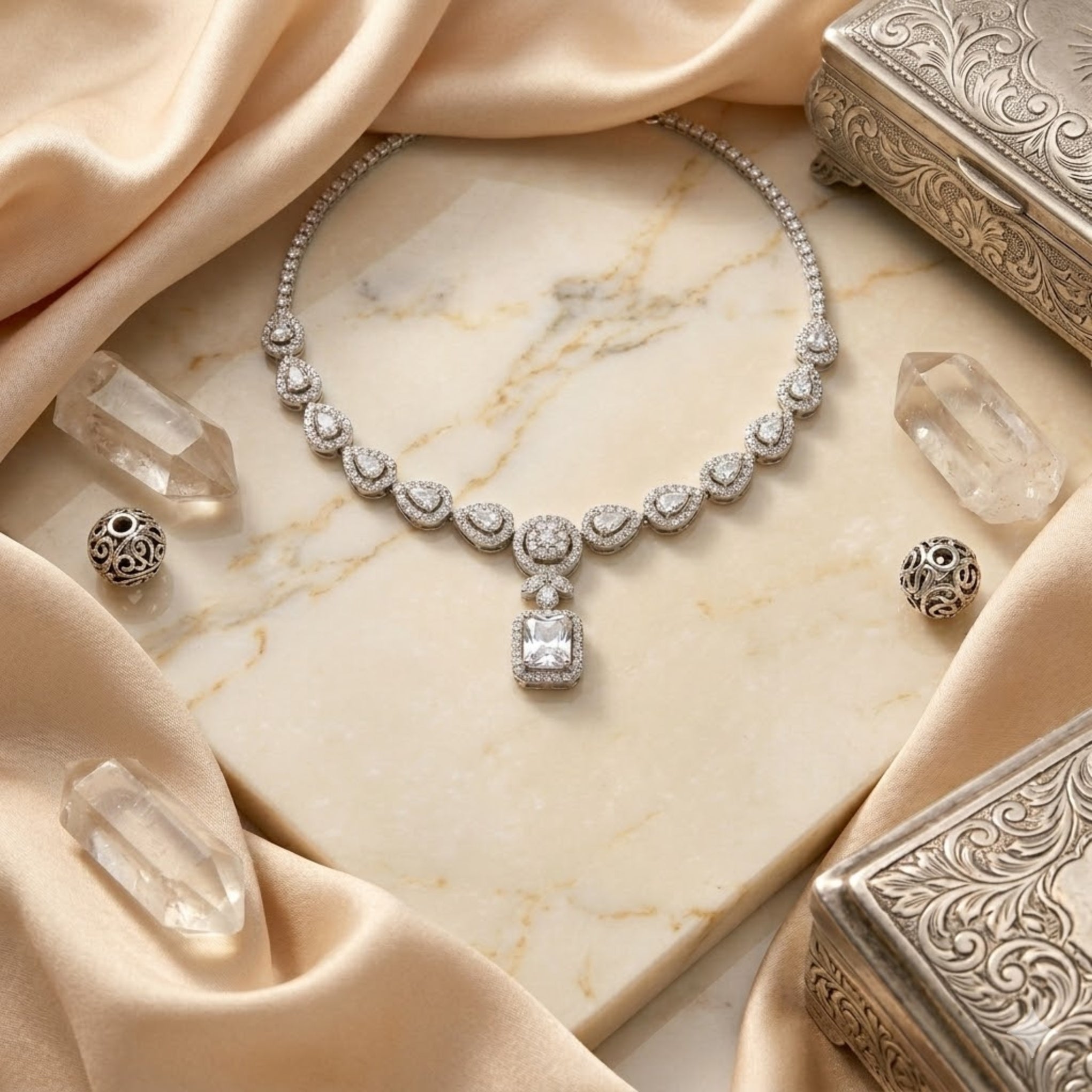 Luxury Crystal Necklace & Earrings Set