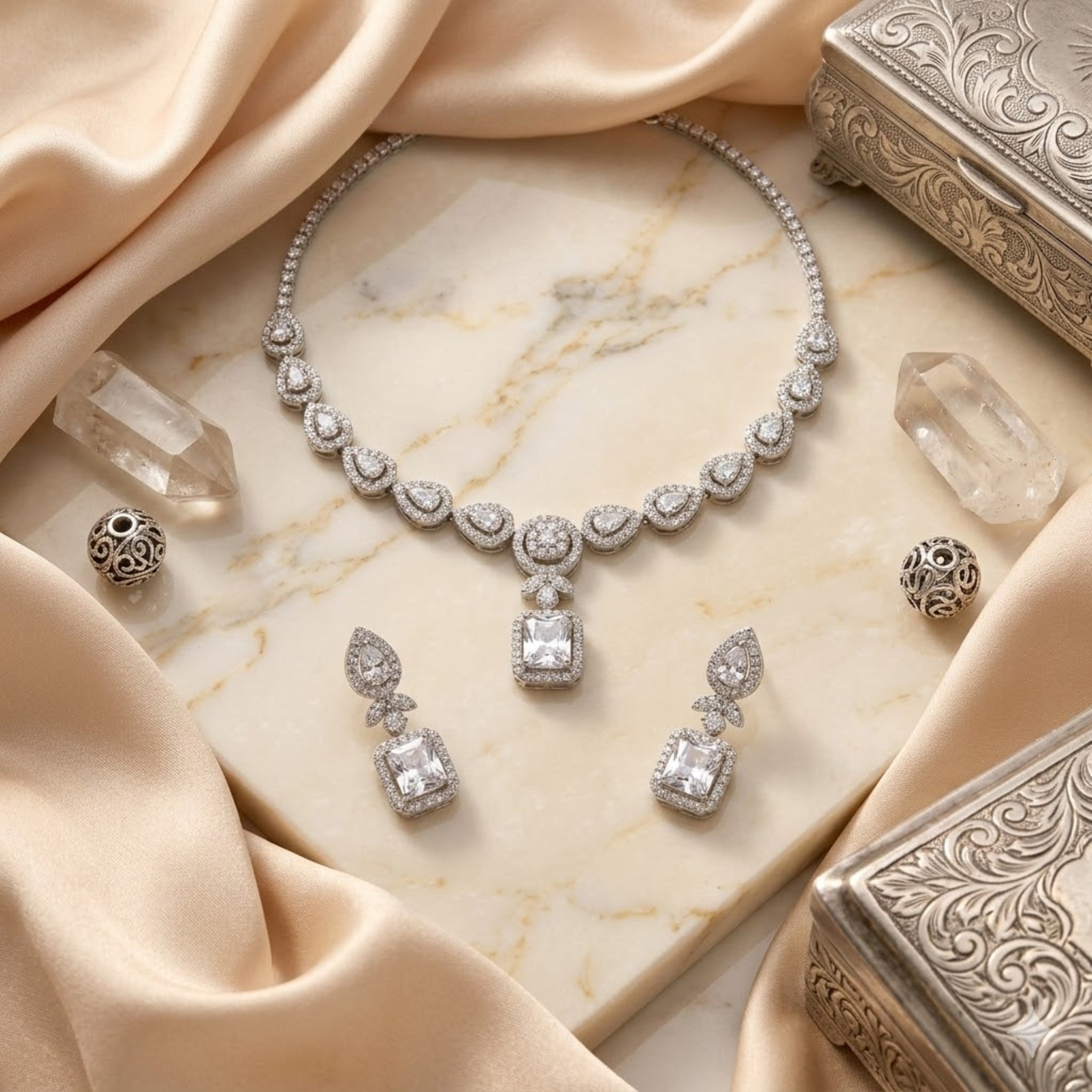 Luxury Crystal Necklace & Earrings Set